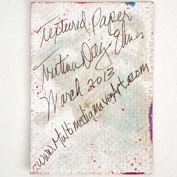 ATC ACEO Original 'Fiddle Fern' Textured Encaustic Wax Paint Tristina Elmes - Picture 7 of 7